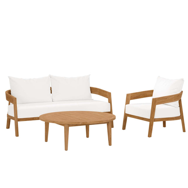 Modway EEI-5834 Brisbane 3-Piece Teak Wood Outdoor Patio Set Modway
