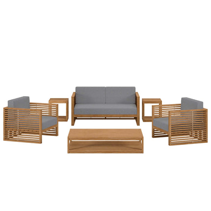 Modway EEI-5836 Carlsbad 6-Piece Teak Wood Outdoor Patio Set Modway