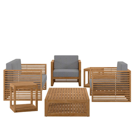Modway EEI-5836 Carlsbad 6-Piece Teak Wood Outdoor Patio Set Modway