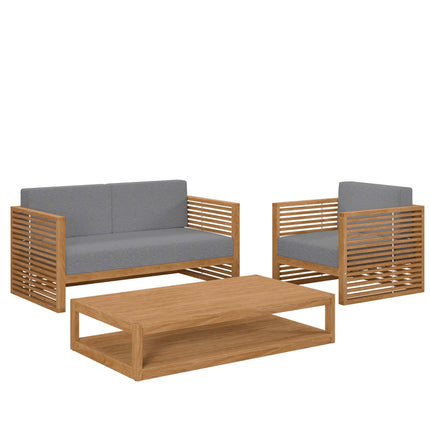 Modway EEI-5837 Carlsbad 3-Piece Teak Wood Outdoor Patio Set Modway