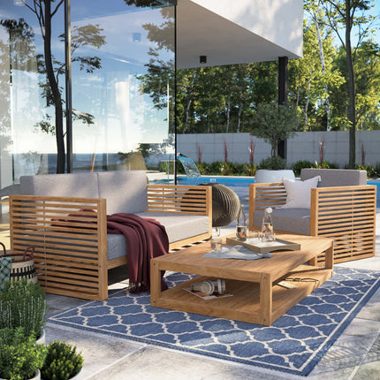 Modway EEI-5837 Carlsbad 3-Piece Teak Wood Outdoor Patio Set Modway