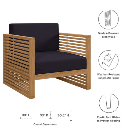 Modway EEI-5837 Carlsbad 3-Piece Teak Wood Outdoor Patio Set Modway
