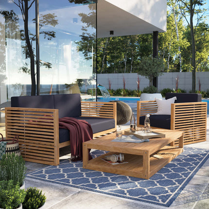 Modway EEI-5837 Carlsbad 3-Piece Teak Wood Outdoor Patio Set Modway