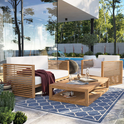 Modway EEI-5837 Carlsbad 3-Piece Teak Wood Outdoor Patio Set Modway