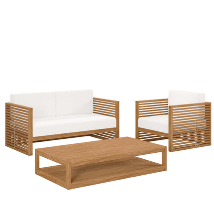Modway EEI-5837 Carlsbad 3-Piece Teak Wood Outdoor Patio Set Modway