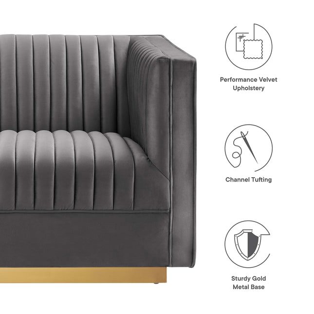 Modway EEI-5839 Sanguine 7-Piece Channel Tufted Performance Velvet Right-Facing Modular Sectional Sofa Modway