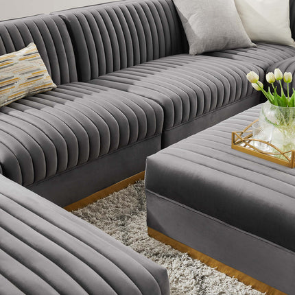 Modway EEI-5839 Sanguine 7-Piece Channel Tufted Performance Velvet Right-Facing Modular Sectional Sofa Modway