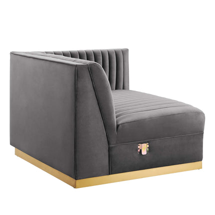Modway EEI-5839 Sanguine 7-Piece Channel Tufted Performance Velvet Right-Facing Modular Sectional Sofa Modway