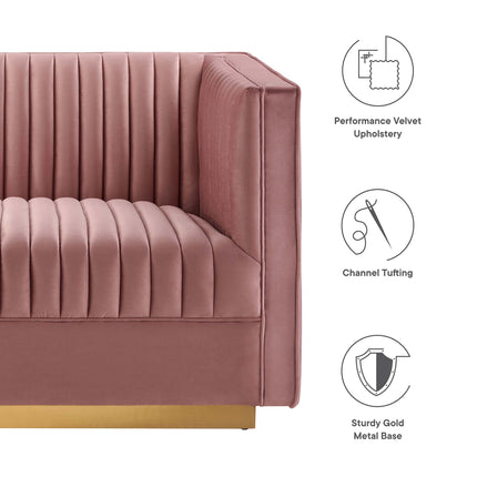 Modway EEI-5841 Sanguine 6-Piece Channel Tufted Performance Velvet Modular Sectional Sofa Modway