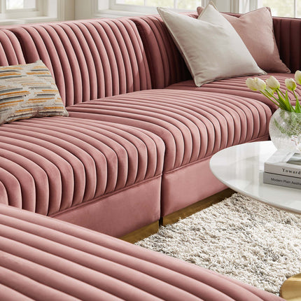 Modway EEI-5841 Sanguine 6-Piece Channel Tufted Performance Velvet Modular Sectional Sofa Modway