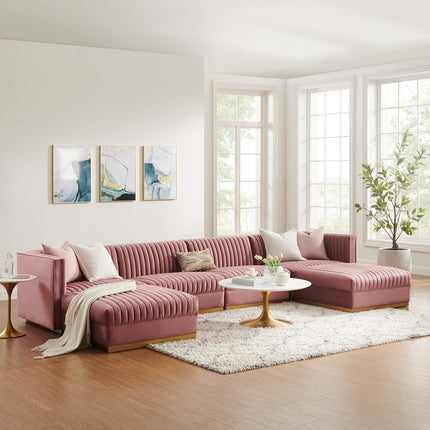 Modway EEI-5841 Sanguine 6-Piece Channel Tufted Performance Velvet Modular Sectional Sofa Modway