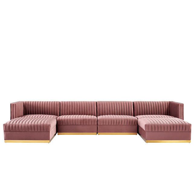 Modway EEI-5841 Sanguine 6-Piece Channel Tufted Performance Velvet Modular Sectional Sofa Modway