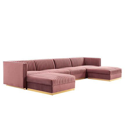 Modway EEI-5841 Sanguine 6-Piece Channel Tufted Performance Velvet Modular Sectional Sofa Modway