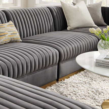 Modway EEI-5841 Sanguine 6-Piece Channel Tufted Performance Velvet Modular Sectional Sofa Modway
