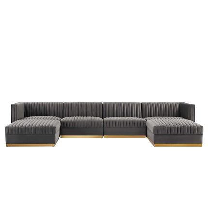 Modway EEI-5841 Sanguine 6-Piece Channel Tufted Performance Velvet Modular Sectional Sofa Modway