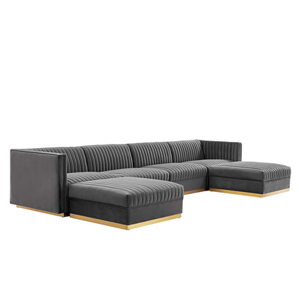 Modway EEI-5841 Sanguine 6-Piece Channel Tufted Performance Velvet Modular Sectional Sofa Modway