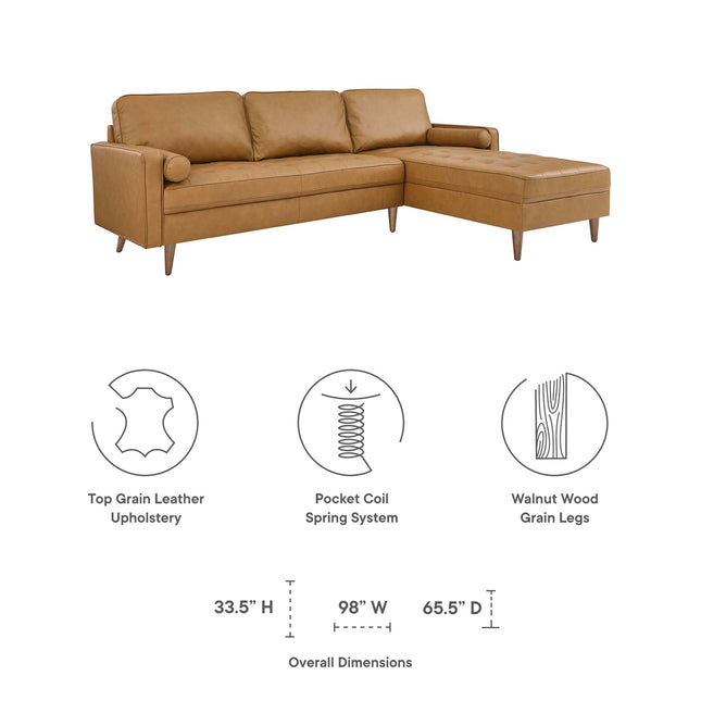 Modway EEI-5873 Valour 98" Leather Sectional Sofa Modway