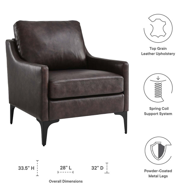 Modway EEI-6022 Corland Leather Armchair Modway