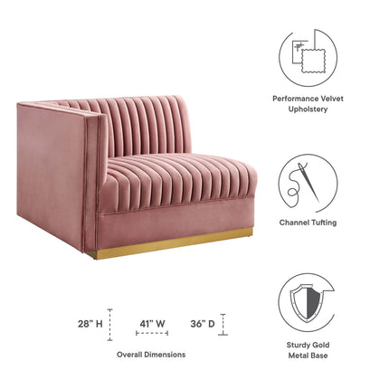 Modway EEI-6031 Sanguine Channel Tufted Performance Velvet Modular Sectional Sofa Left-Arm Chair Modway