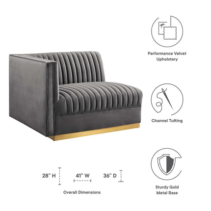 Modway EEI-6031 Sanguine Channel Tufted Performance Velvet Modular Sectional Sofa Left-Arm Chair Modway