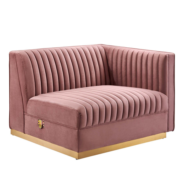 Modway EEI-6032 Sanguine Channel Tufted Performance Velvet Modular Sectional Sofa Right-Arm Chair Modway