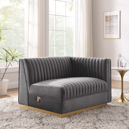 Modway EEI-6032 Sanguine Channel Tufted Performance Velvet Modular Sectional Sofa Right-Arm Chair Modway