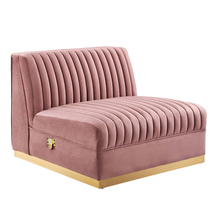 Modway EEI-6033 Sanguine Channel Tufted Performance Velvet Modular Sectional Sofa Armless Chair Modway