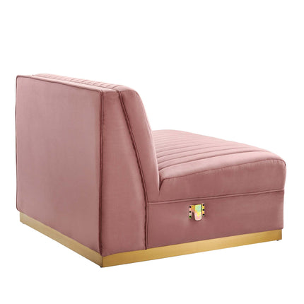 Modway EEI-6033 Sanguine Channel Tufted Performance Velvet Modular Sectional Sofa Armless Chair Modway