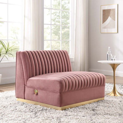 Modway EEI-6033 Sanguine Channel Tufted Performance Velvet Modular Sectional Sofa Armless Chair Modway