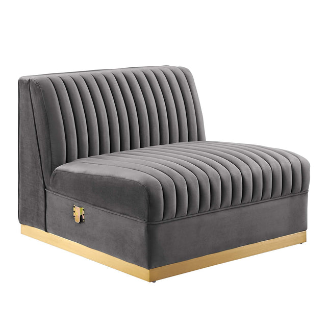 Modway EEI-6033 Sanguine Channel Tufted Performance Velvet Modular Sectional Sofa Armless Chair Modway