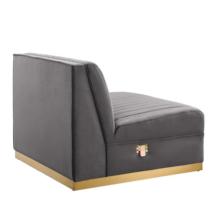 Modway EEI-6033 Sanguine Channel Tufted Performance Velvet Modular Sectional Sofa Armless Chair Modway