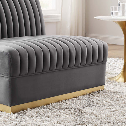 Modway EEI-6033 Sanguine Channel Tufted Performance Velvet Modular Sectional Sofa Armless Chair Modway