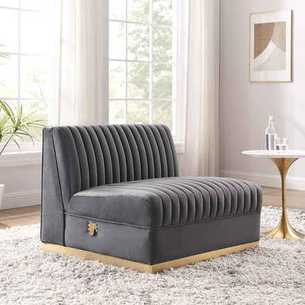 Modway EEI-6033 Sanguine Channel Tufted Performance Velvet Modular Sectional Sofa Armless Chair Modway