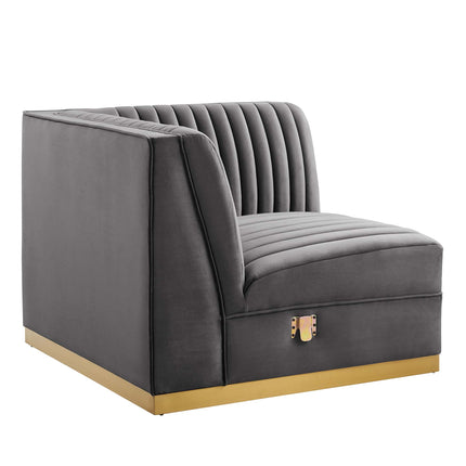 Modway EEI-6035 Sanguine Channel Tufted Performance Velvet Modular Sectional Sofa Right Corner Chair Modway