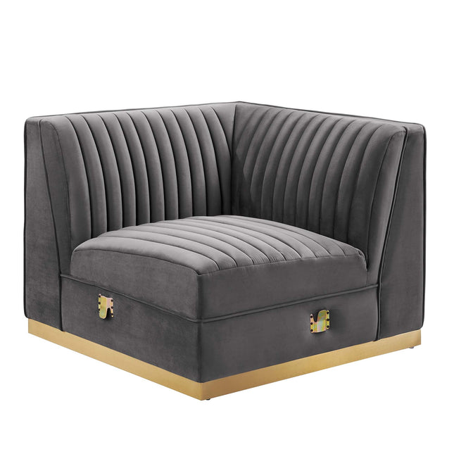 Modway EEI-6035 Sanguine Channel Tufted Performance Velvet Modular Sectional Sofa Right Corner Chair Modway