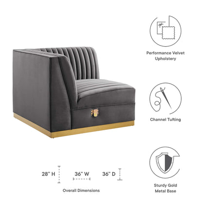 Modway EEI-6035 Sanguine Channel Tufted Performance Velvet Modular Sectional Sofa Right Corner Chair Modway