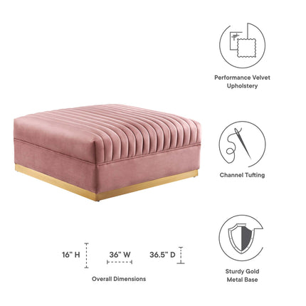 Modway EEI-6036 Sanguine Channel Tufted Performance Velvet Modular Sectional Sofa Ottoman Modway