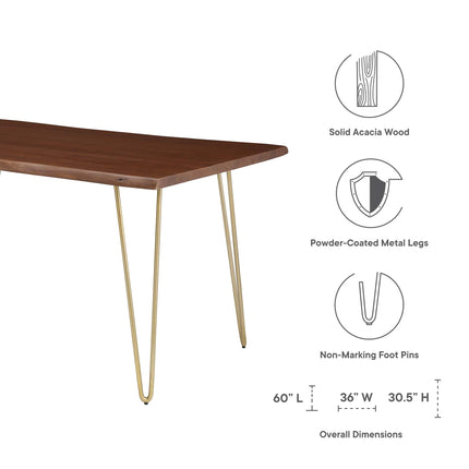 Modway EEI-6059 Ardor 60" Live Edge Acacia Wood Acacia Wood Dining Table Modway
