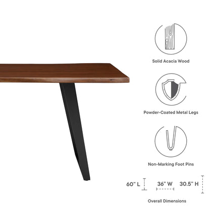 Modway EEI-6067 Viggo 60" Live Edge Acacia Wood Acacia Wood Dining Table Modway