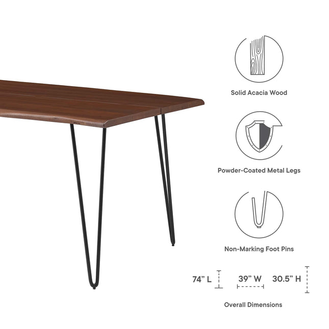 Modway EEI-6070 Ardor 74" Live Edge Acacia Wood Acacia Wood Dining Table Modway