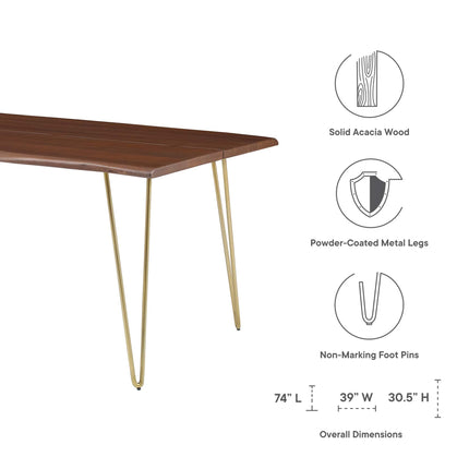 Modway EEI-6070 Ardor 74" Live Edge Acacia Wood Acacia Wood Dining Table Modway