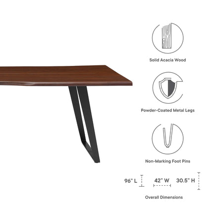 Modway EEI-6071 Viggo 96" Live Edge Acacia Wood Acacia Wood Dining Table Modway
