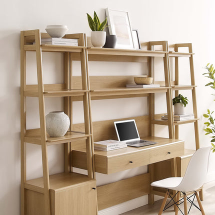 Modway EEI-6114 Bixby 3-Piece Wood Office Desk and Bookshelf Modway