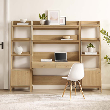 Modway EEI-6114 Bixby 3-Piece Wood Office Desk and Bookshelf Modway