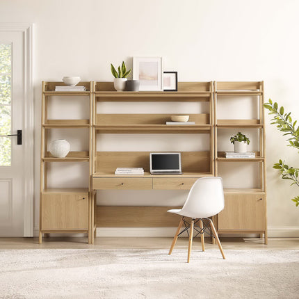 Modway EEI-6114 Bixby 3-Piece Wood Office Desk and Bookshelf Modway