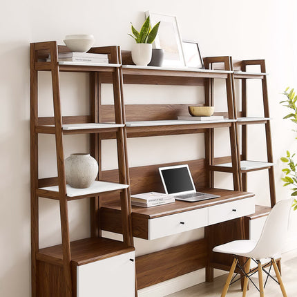 Modway EEI-6114 Bixby 3-Piece Wood Office Desk and Bookshelf Modway