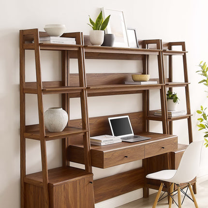 Modway EEI-6114 Bixby 3-Piece Wood Office Desk and Bookshelf Modway