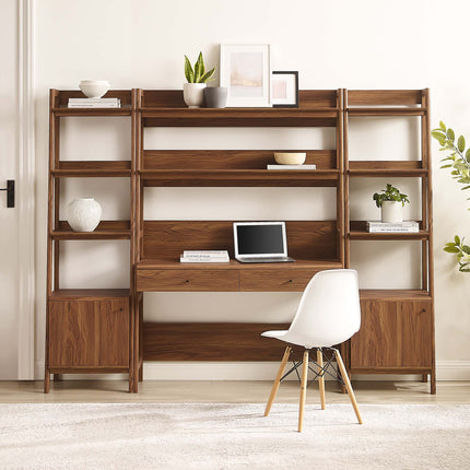Modway EEI-6114 Bixby 3-Piece Wood Office Desk and Bookshelf Modway