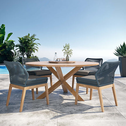 Modway EEI-6118 Wellspring 5-Piece Outdoor Patio Teak Wood Dining Set Modway