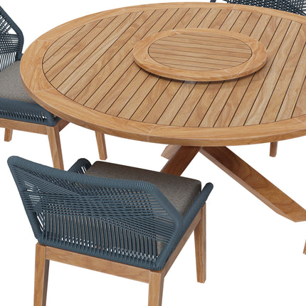 Modway EEI-6118 Wellspring 5-Piece Outdoor Patio Teak Wood Dining Set Modway